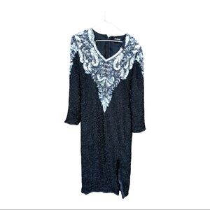 Vintage Landmark Silk  Beaded Dress Size Small